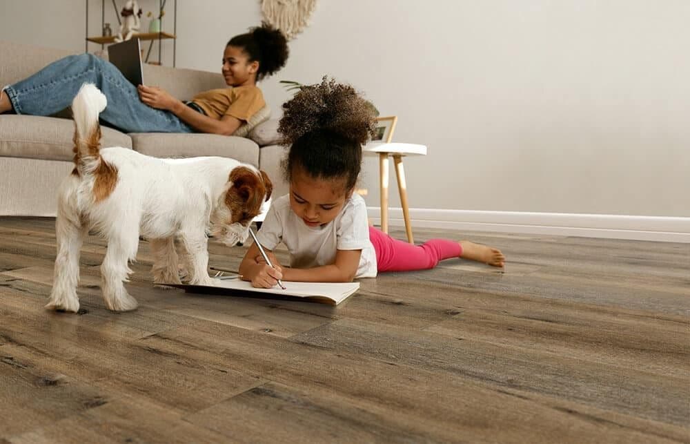 puppy and toddler