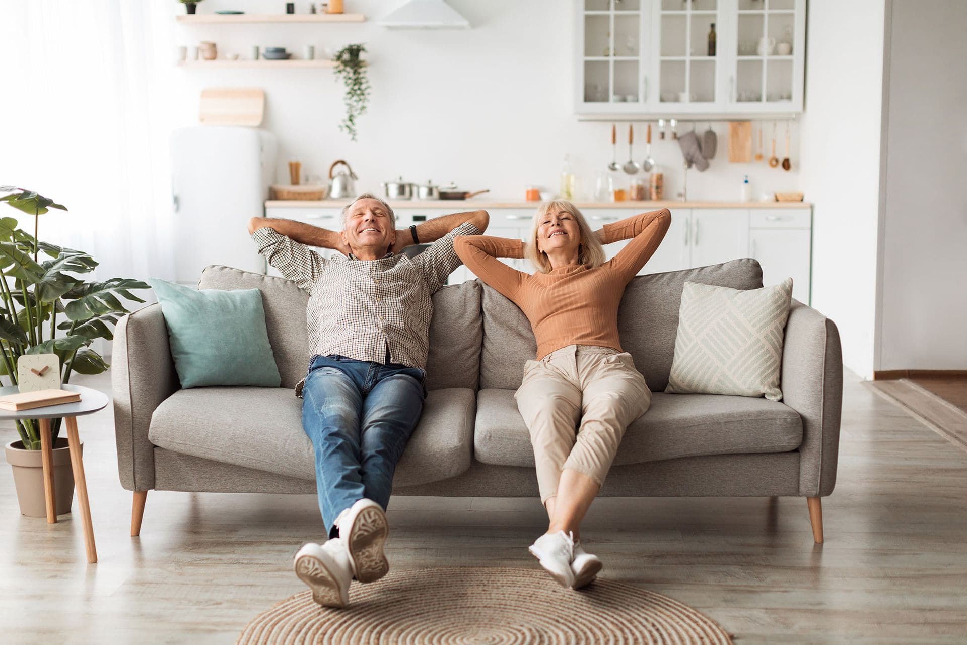 People laying on couch